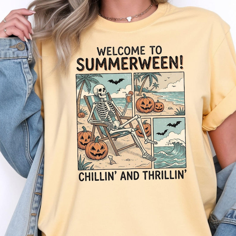 Summerween Shirt – Skeleton Beach Vibes Tee