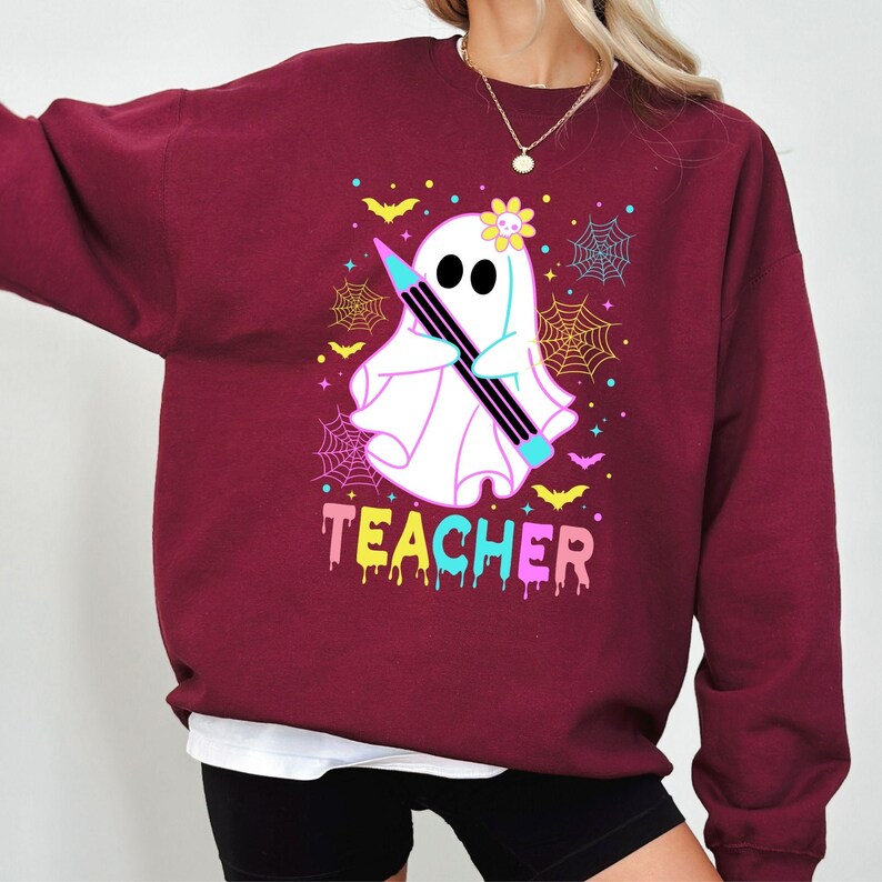 Ghost Teacher Sweatshirt – Pastel Halloween Pullover