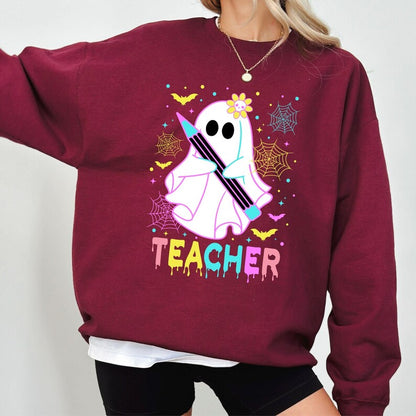 Ghost Teacher Sweatshirt – Pastel Halloween Pullover
