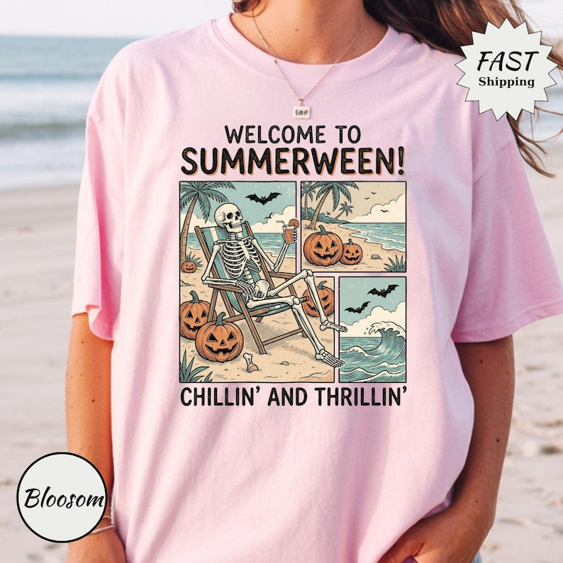 Summerween Shirt – Skeleton Beach Vibes Tee