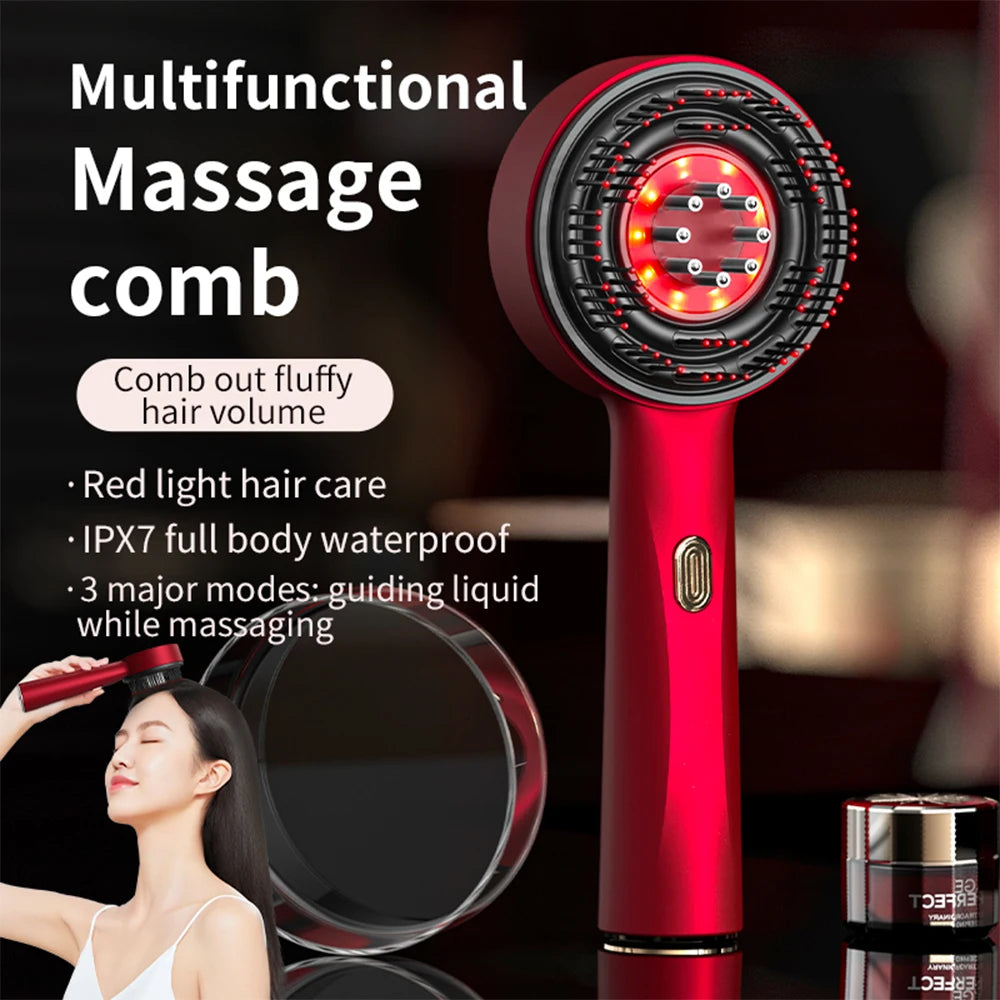 Electric Scalp Massage Comb with Red Light & Vibration for Hair Growth