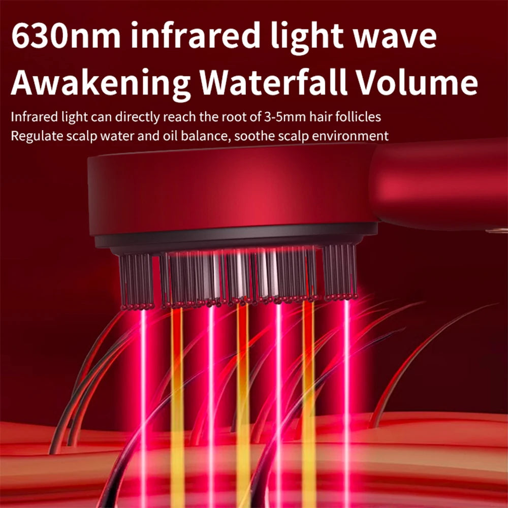 Electric Scalp Massage Comb with Red Light & Vibration for Hair Growth