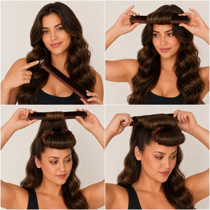 SilkWaven™ Heatless Curling Set – Satin Flexi Rods for Overnight Curls